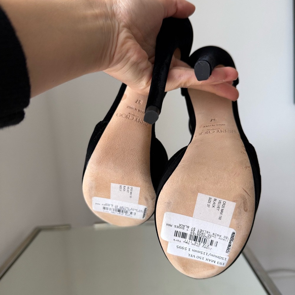 New Jimmy Choo Max 150 Black Velvet 37 $995 - Picture 5 of 12